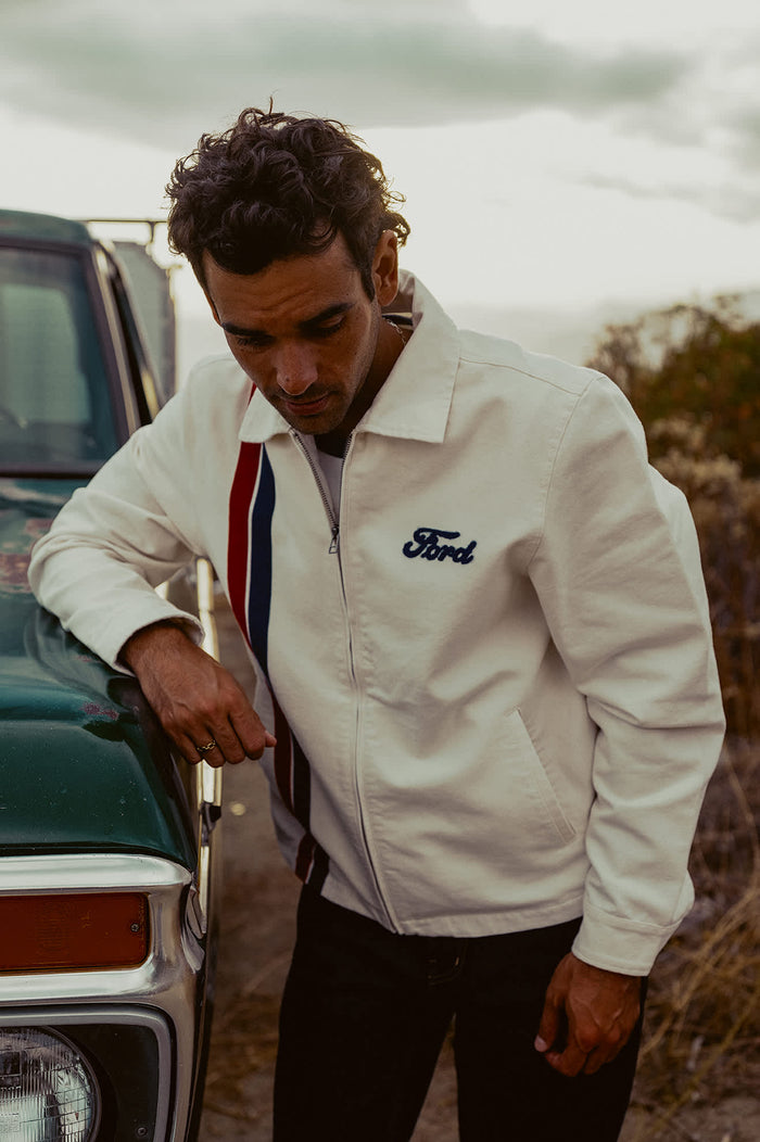 Men's Ford Number One Garage Jacket in the color Wimbledon White - Men's Lifestyle image