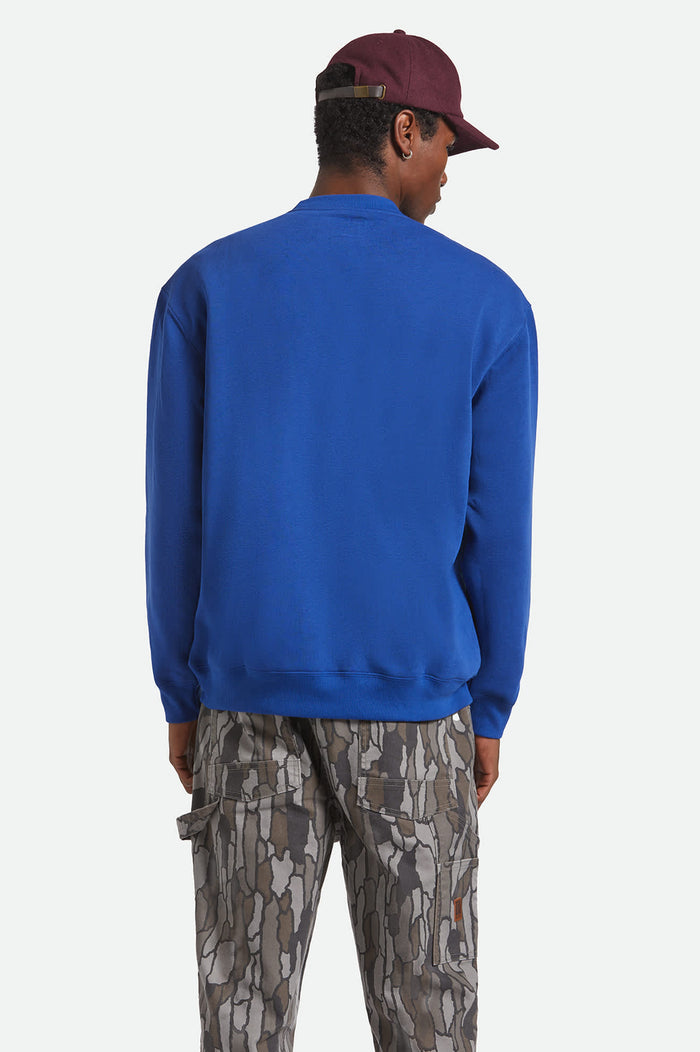 Men's Ford Number One Relaxed Fleece Crew in the color Ford Blue - Men's Back View