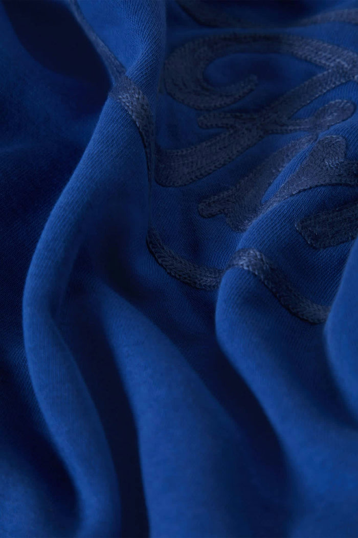 Men's Ford Number One Relaxed Fleece Crew in the color Ford Blue - Additional Laydown image
