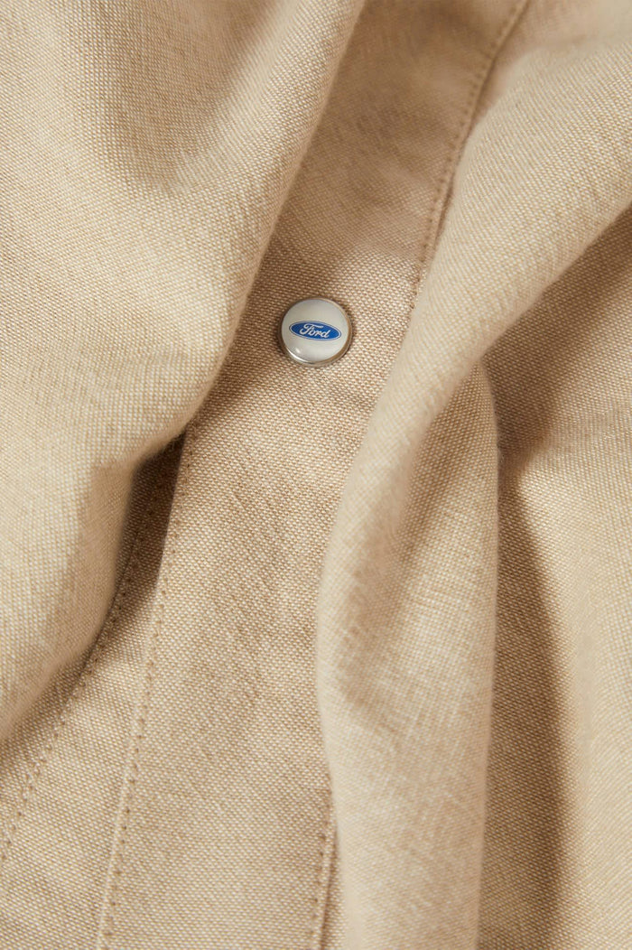 Men's Ford S/S Western Shirt in the color Khaki - Additional Laydown image