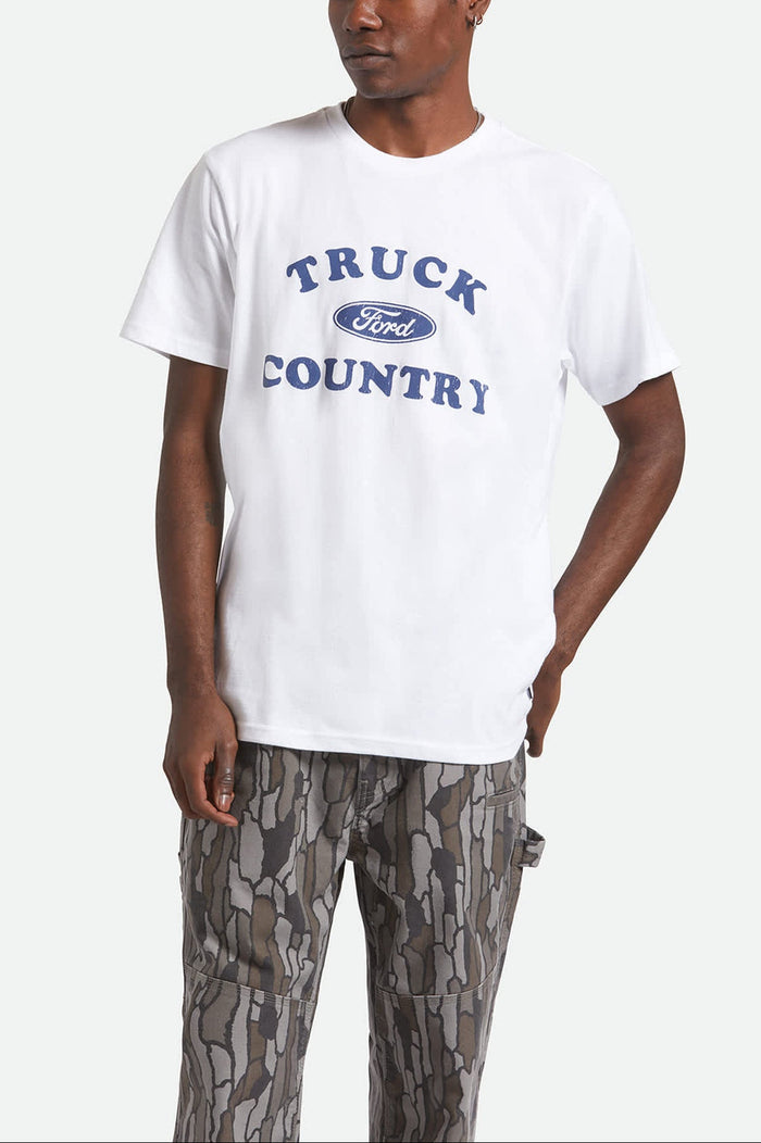 Men's Ford Truck Country S/S Standard T-Shirt in the color Wimbledon White - Men's Front View