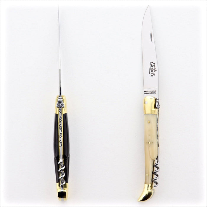 Forge de Laguiole 12 cm Picnic Knife Brass Bolsters Horn Tip-FDL POCKET KNIFE