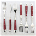 Forge de Laguiole Forks - Burgundy Shiny Finish, Set of 6 - Handcrafted by Forge de Laguiole