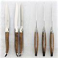 Forge de Laguiole Walnut Steak Knives - Shiny, Set of 6 Shiny Stainless - Handcrafted by Forge de Laguiole