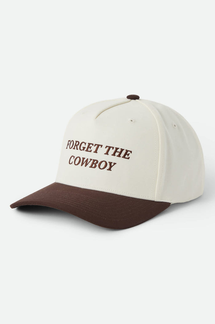 Unisex Forget The Cowboy NetPlus Snapback in the color Chocolate/Off White - Front Product View