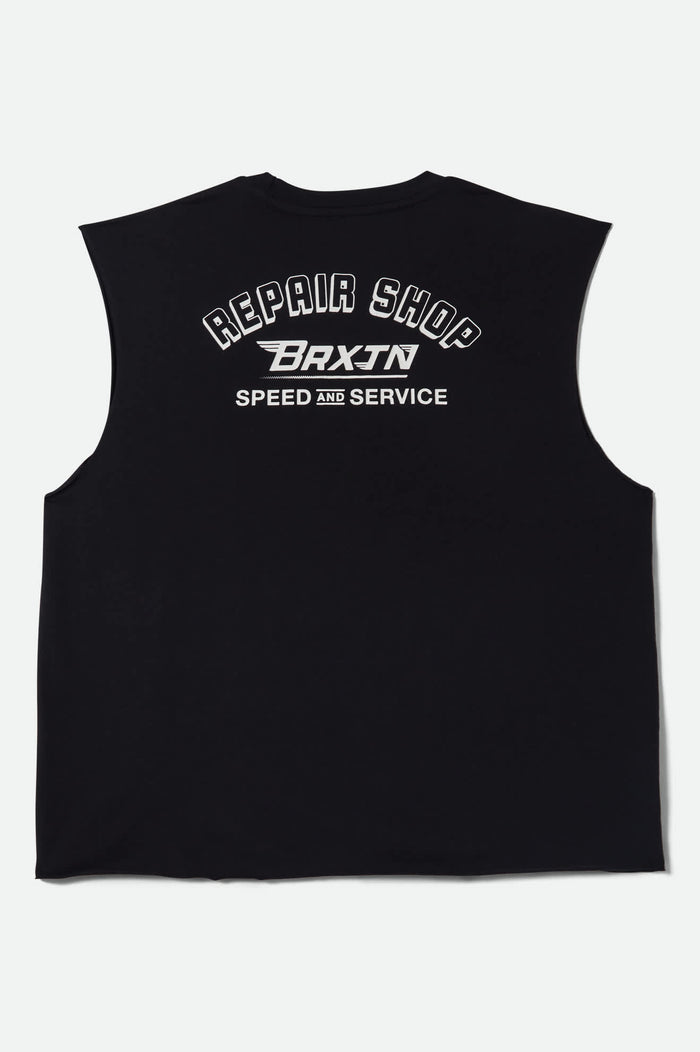 Men's Free Muscle Tank Top in the color Black Worn Wash - Additional Laydown image