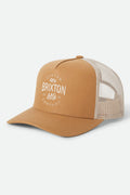 Unisex Fremont Netplus Trucker Hat in the color Copper/Sand - Front Product Laydown Image