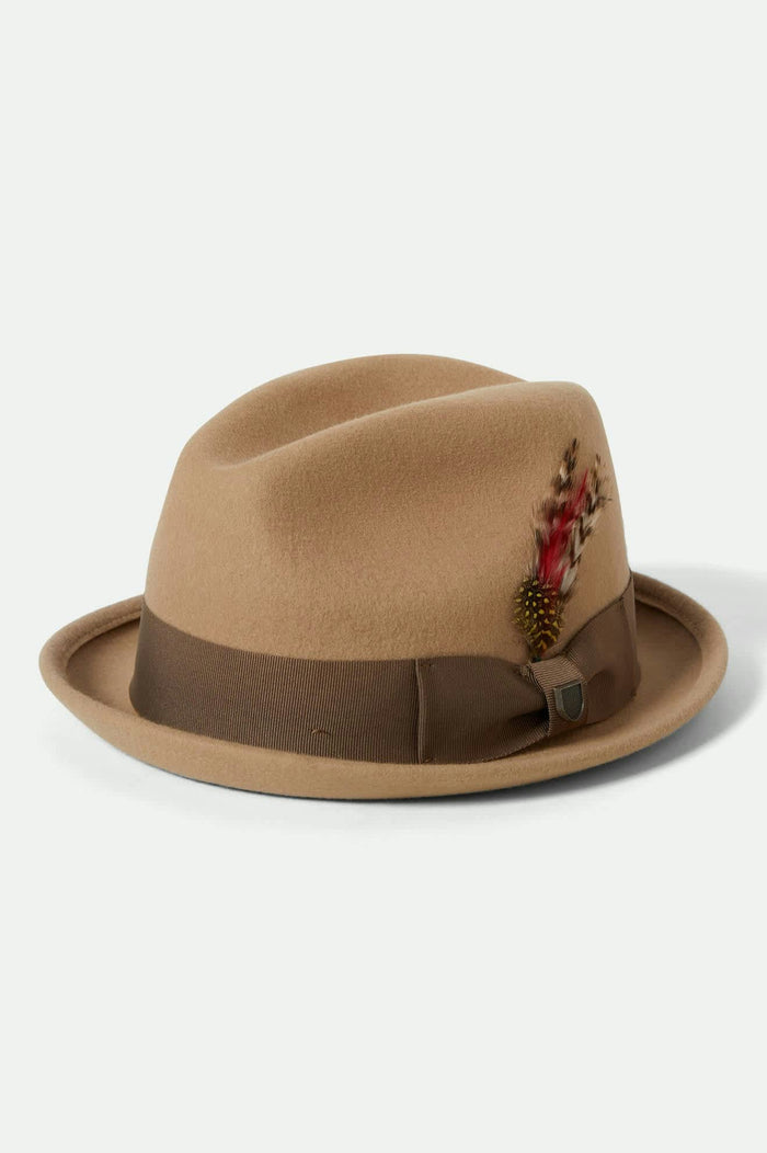 Unisex Gain Fedora in the color Sand/Antique Brass - Front Product View