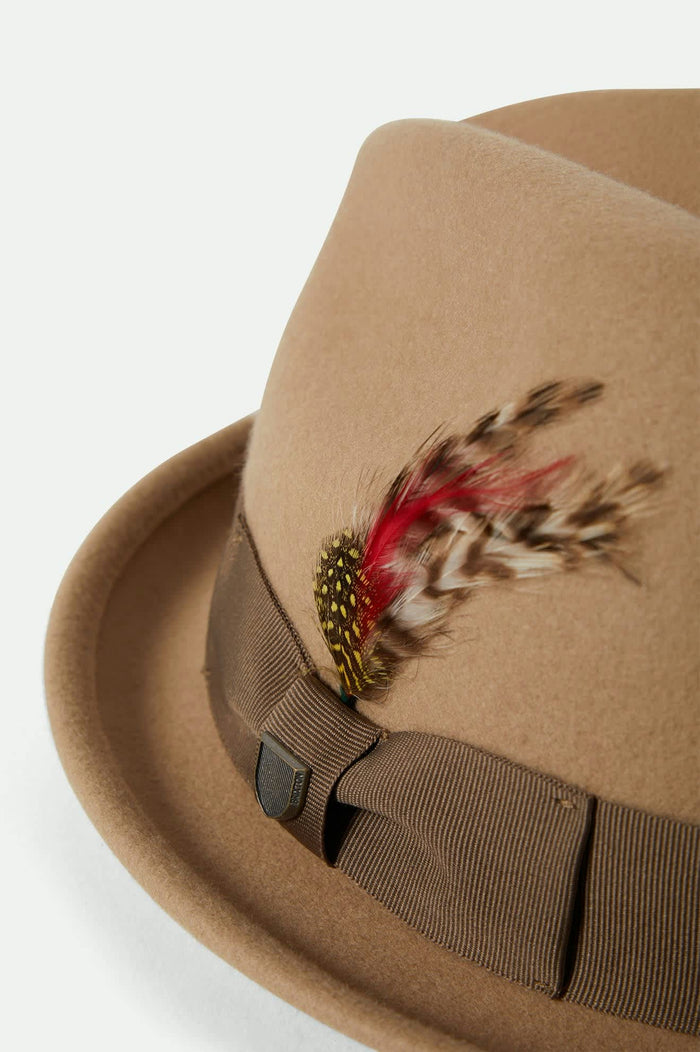 Unisex Gain Fedora in the color Sand/Antique Brass - Additional Laydown image