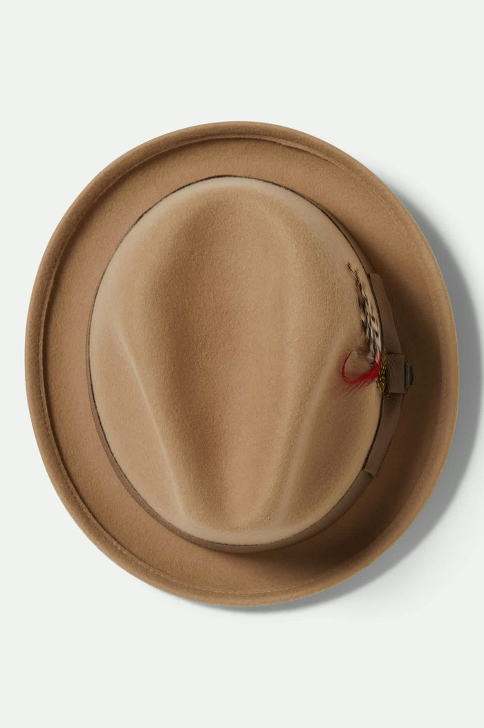 Unisex Gain Fedora in the color Sand/Antique Brass - Additional Laydown image