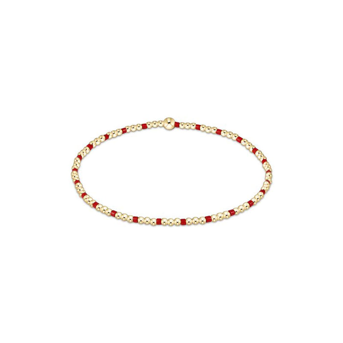 Gameday Hope Sincerity Pattern 2mm Bead Bracelet - Bright Red