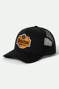 Unisex Genuine Quality Netplus Trucker Hat in the color Black/Black - Front Product View