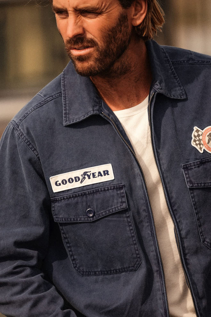 Men's Goodyear Trademark Lightweight Coaches Jacket in the color Washed Navy - Men's Lifestyle image