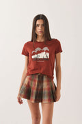 Women's Great Springs Slim Crew T-Shirt in the color Dark Brick - Women's Front Fit Image