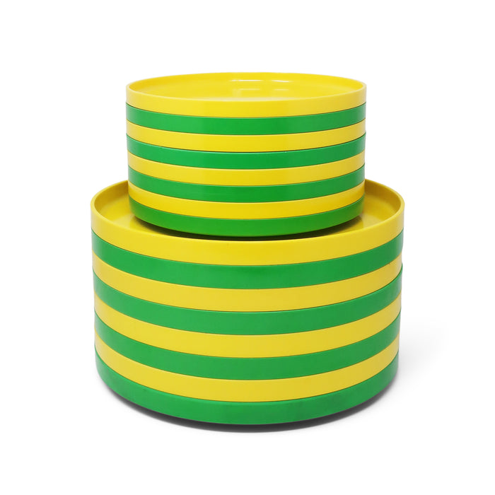 Green and Yellow Massimo Vignelli for Heller Plates - Set of 16