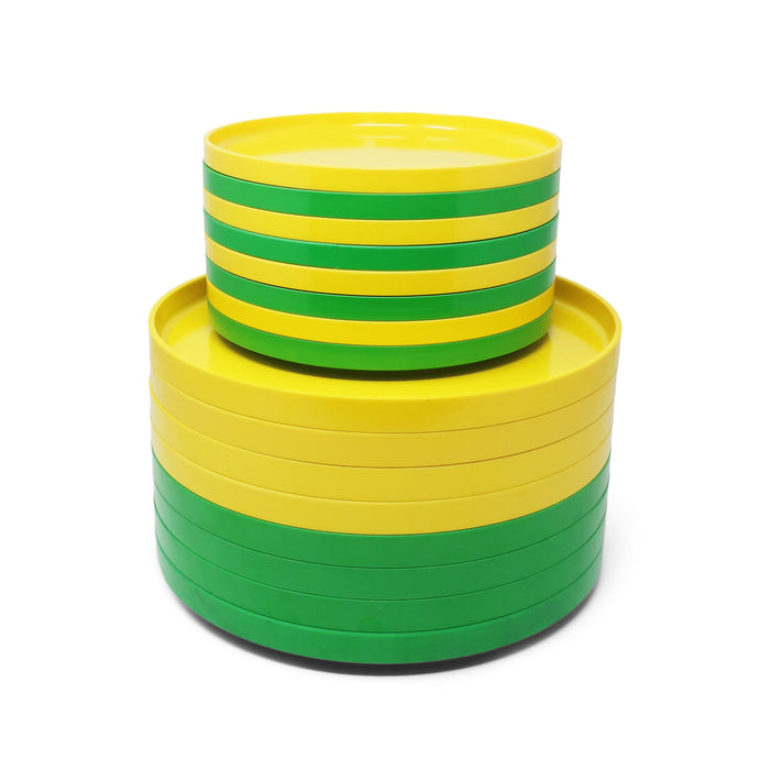 Green and Yellow Massimo Vignelli for Heller Plates - Set of 16