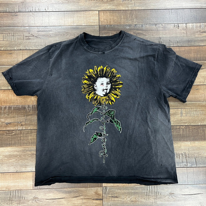 GV Gallery Raspberry Hills Flower Boy Tee in washed black with sunflower graphic, size XL, brand new condition.