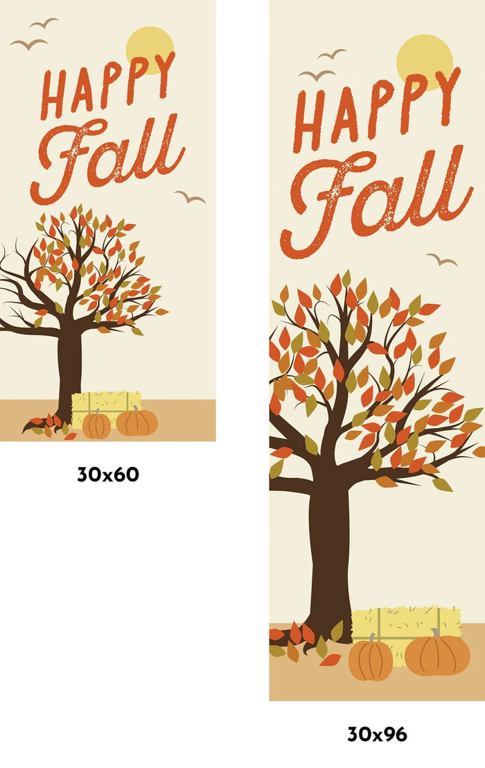 Happy Fall - Changing Tree Leaves Single Vinyl Banner Dekra-Lite