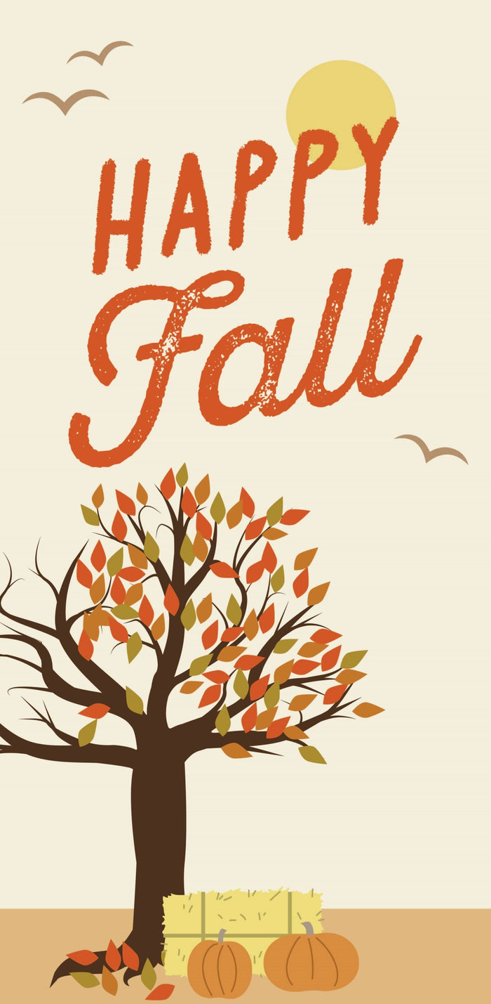 Happy Fall - Changing Tree Leaves Single Vinyl Banner Dekra-Lite
