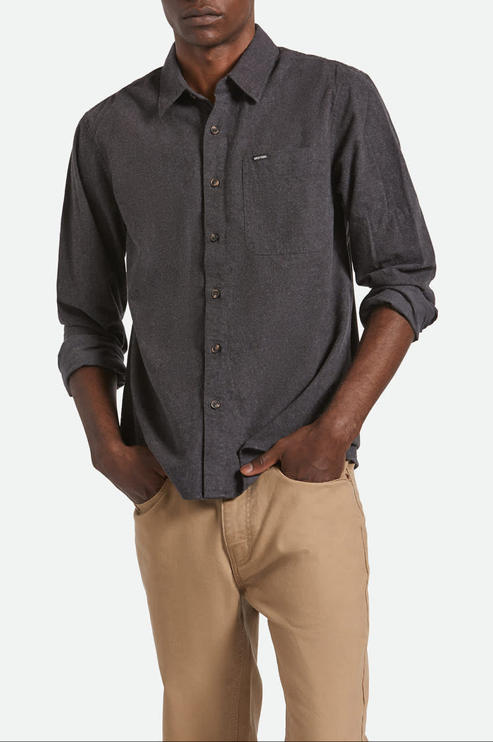 Men's Hasting Lightweight Ultra Soft Flannel in the color Black - Men's Front View