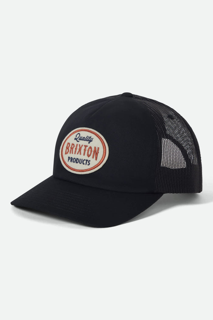 Unisex Henry Trucker Hat in the color Black/Black - Front Product View