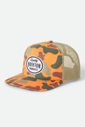 Unisex Henry Trucker Hat in the color Orange Duck Camo/Orange - Front Product Laydown Image