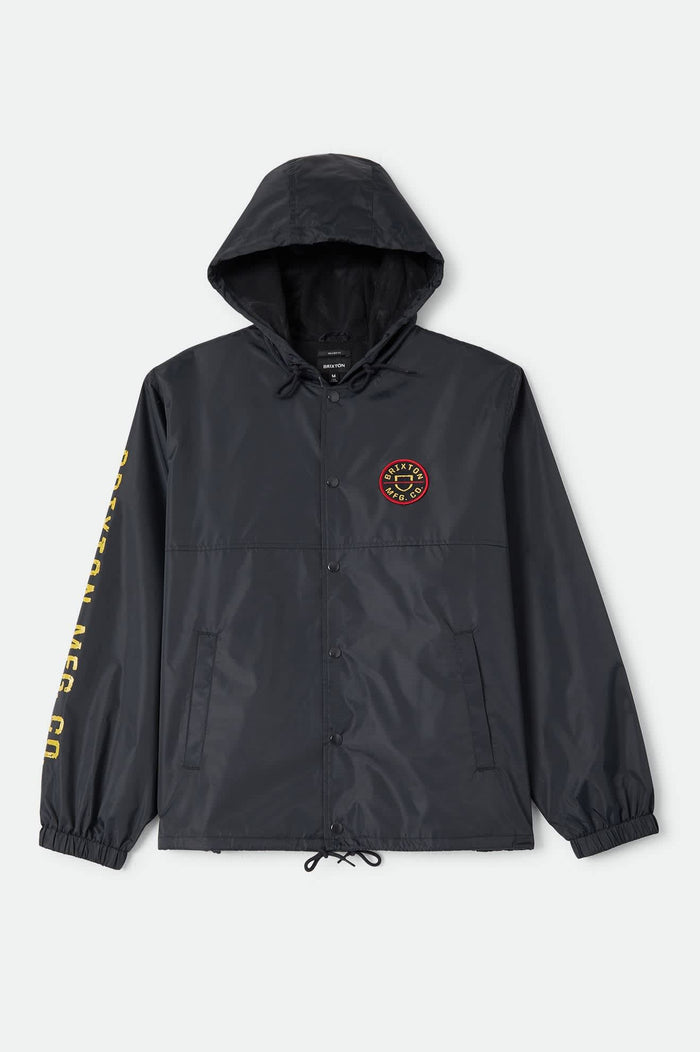 Men's Hooded Claxton Lightweight Jacket in the color Black - Front Product Laydown Image
