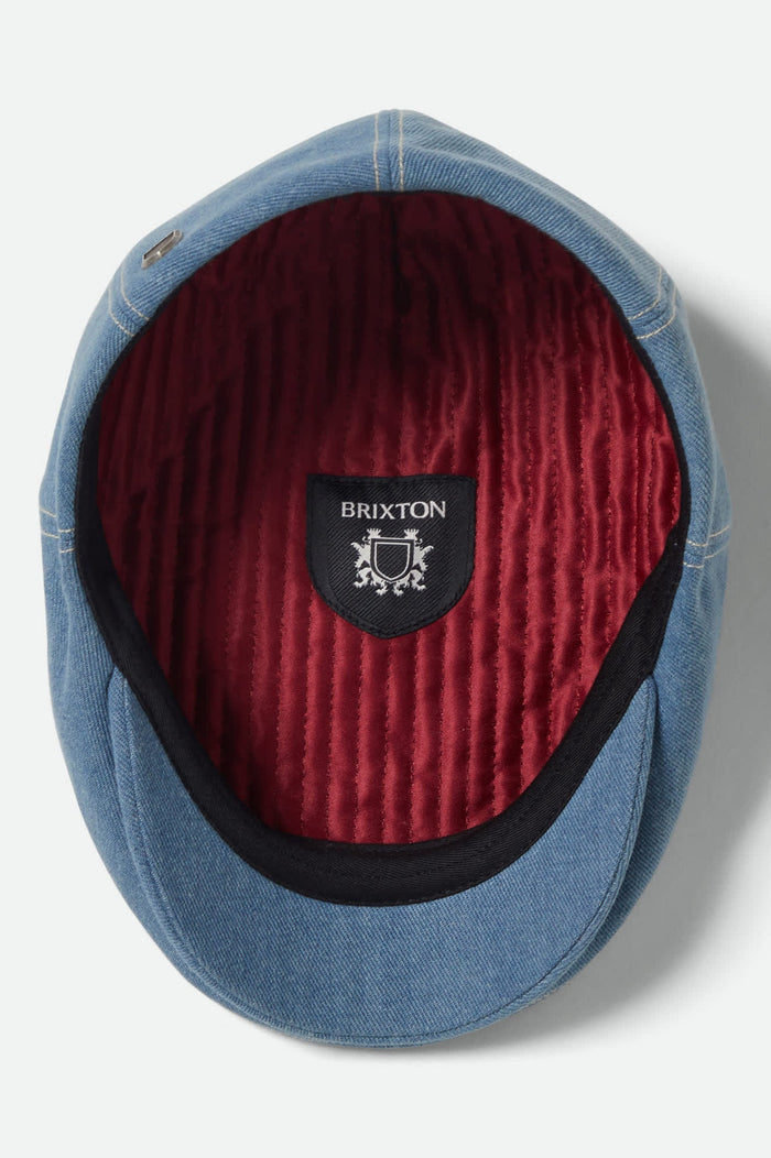 Unisex Hooligan Flat Cap in the color Denim/Off White - Additional Laydown image