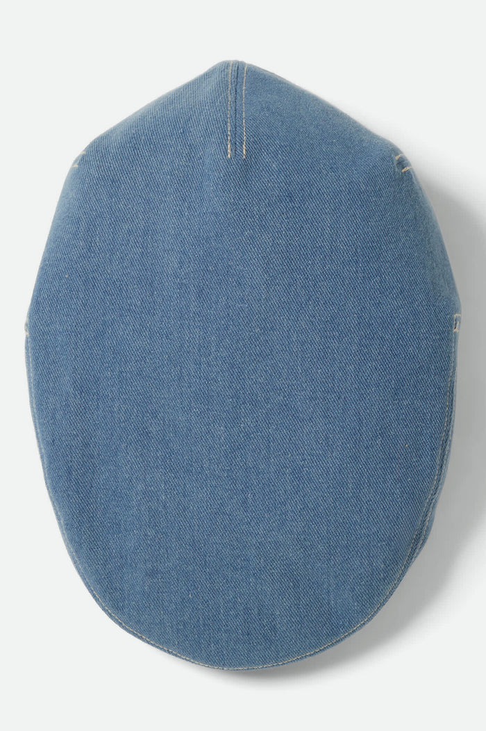 Unisex Hooligan Flat Cap in the color Denim/Off White - Additional Laydown image