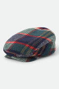 Unisex Hooligan Flat Cap in the color Navy/Green/Red/Cream - Front Product Laydown Image