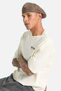 Unisex Hooligan Lightweight Flat Cap in the color Grey/Brown/Gold - Men's Front View