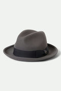 Unisex Horton Convertabrim Packable Fedora in the color Grey/Charcoal - Front Product View