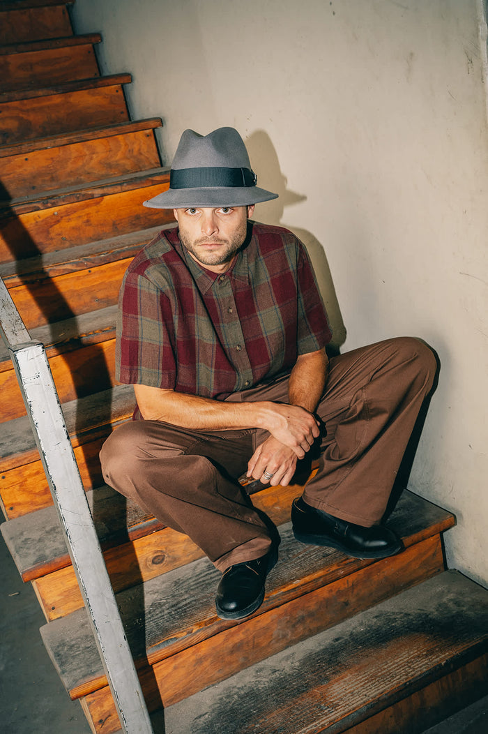 Unisex Horton Convertabrim Packable Fedora in the color Grey/Charcoal - Men's Lifestyle image