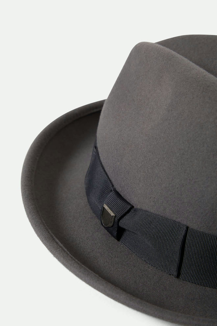 Unisex Horton Convertabrim Packable Fedora in the color Grey/Charcoal - Additional Laydown image