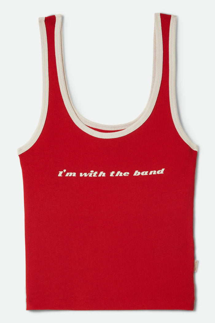 Women's I'm With The Band Ringer A-Tank in the color Adrenaline Rush - Front Product View