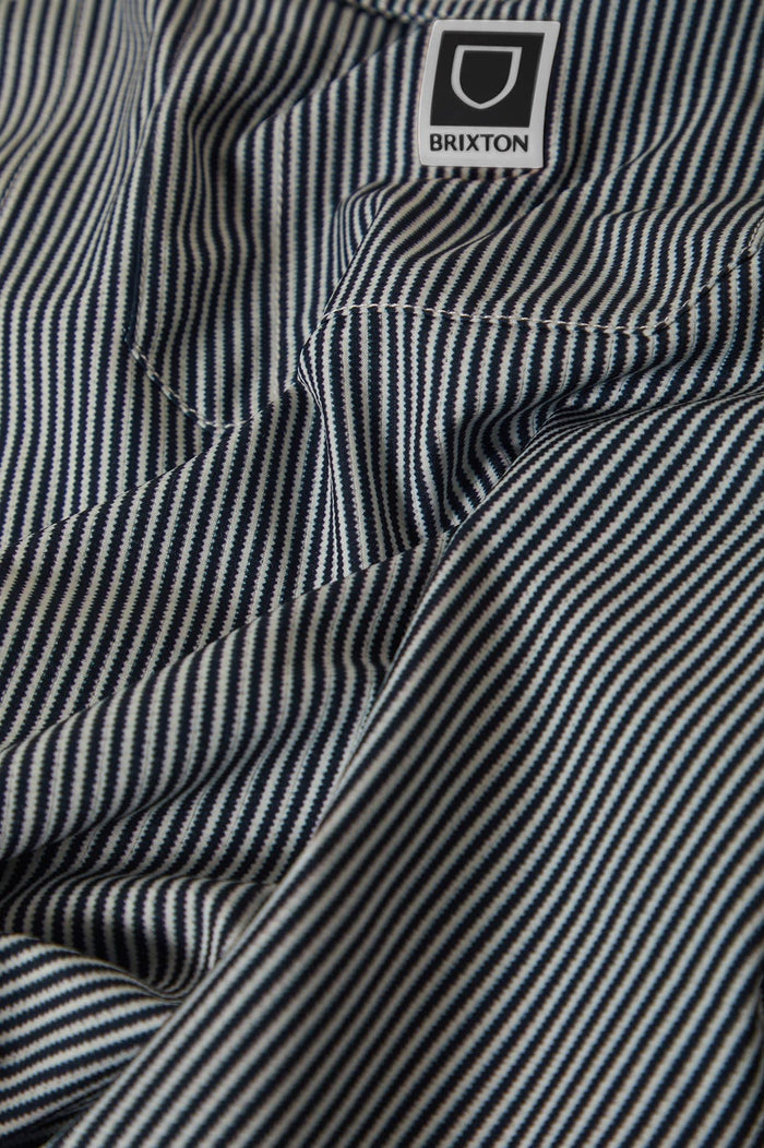 Men's Journey Lightweight Long Sleeve Shirt in the color Navy/White Stripe - Additional Laydown image