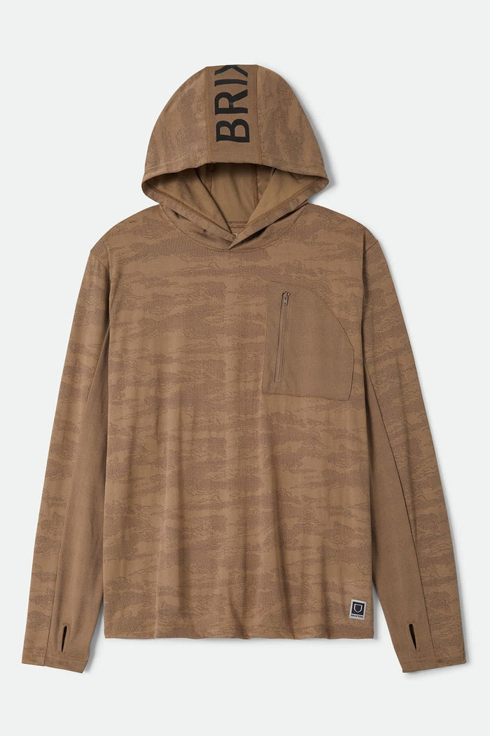 Men's Journey Long Sleeve Sun Hoodie in the color Desert Tiger Camo - Front Product View