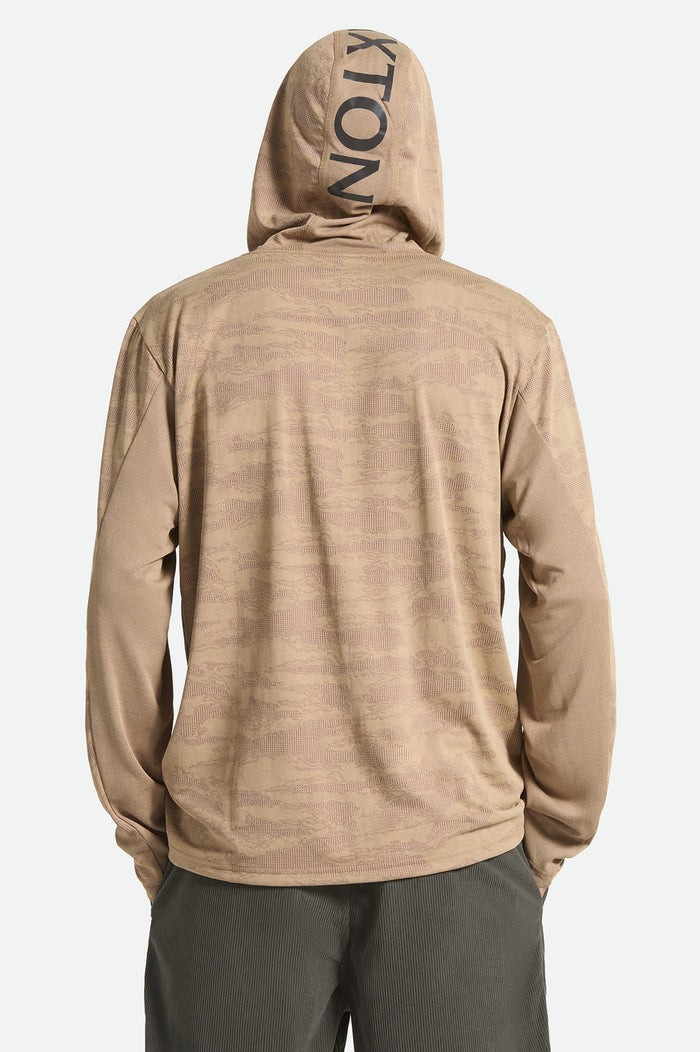 Men's Journey Long Sleeve Sun Hoodie in the color Desert Tiger Camo - Men's Back View