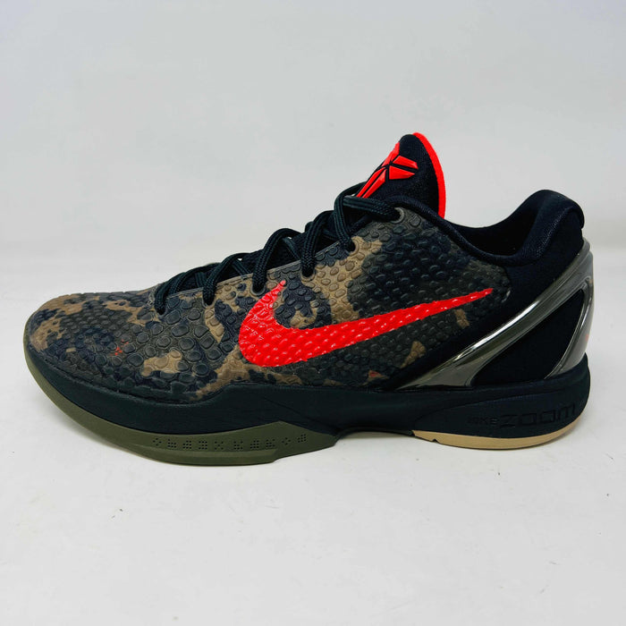 Nike Kobe 6 Protro Italian Camo basketball shoe 2024 with red swoosh and black camo pattern