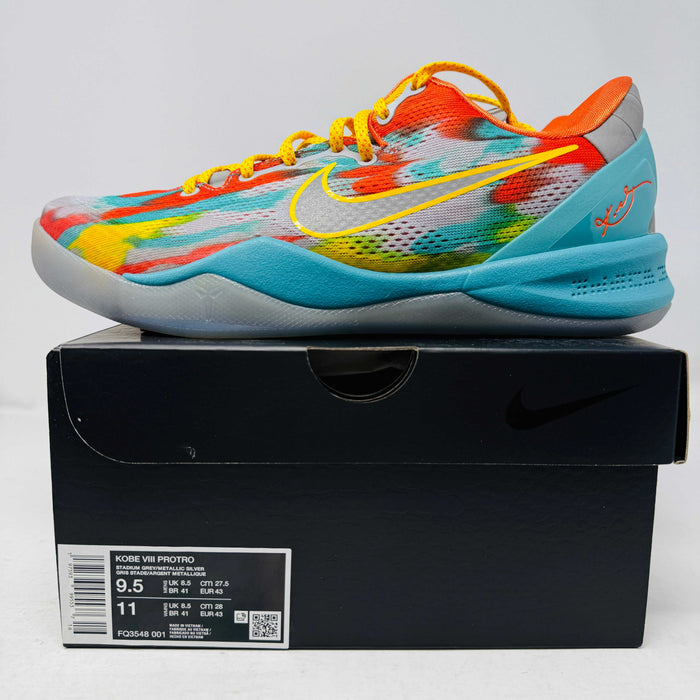 Nike Kobe 8 Protro Venice Beach 2024 colorful basketball shoe on black box with clean uppers and light sole wear