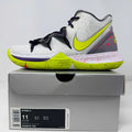 Nike Kyrie 5 Mamba Mentality basketball shoe with clean uppers and bright yellow accents on box background