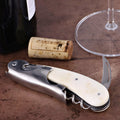 Laguiole Magnum Cattle Bone Handle Corkscrew, close-up of the white bone handle and polished steel.