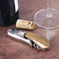 Laguiole Magnum Pistachio Corkscrew, close-up of wood handle, foil cutter, and worm.
