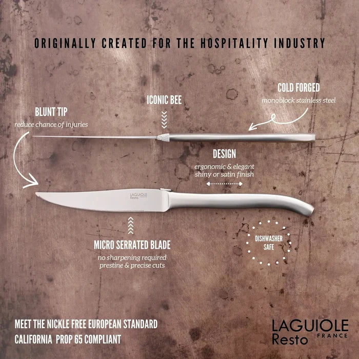 Laguiole Resto Steak Knives Shiny Finish - Set of 6