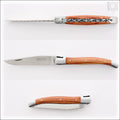 Laguiole Traditional Knife 12 cm Guilloche Rosewood, side view of open blade and handle. Handcrafted details, 100% Made in France.