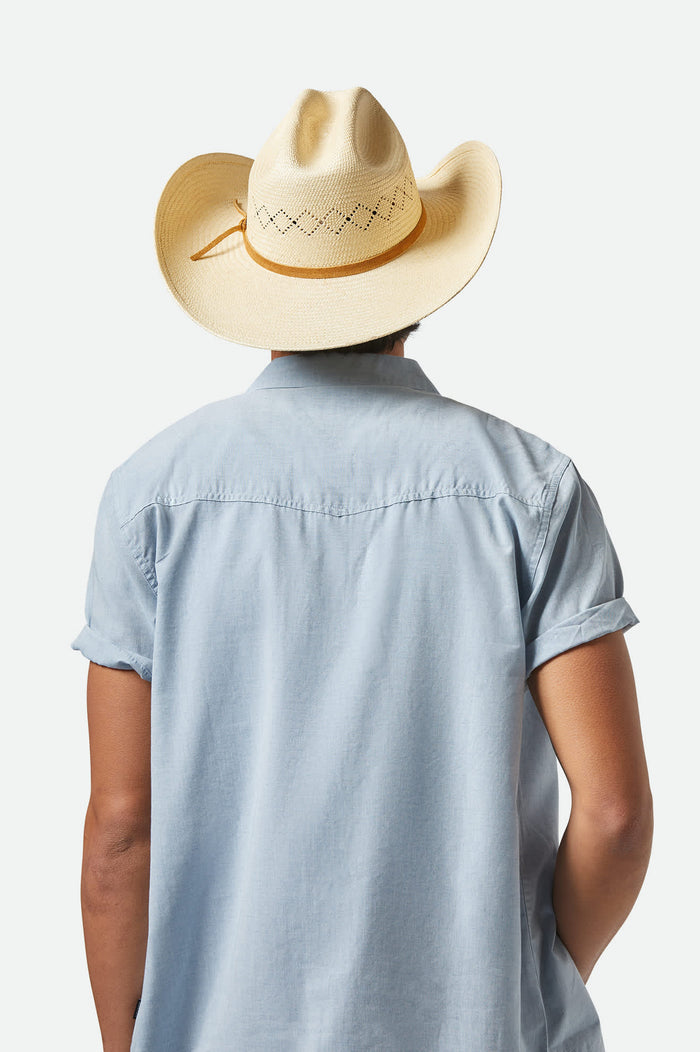Unisex Laredo Panama Straw Cowboy Hat in the color Catalina Sand - Men's Back View