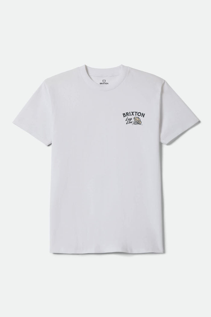 Men's Lay Low Standard T-Shirt in the color White - Front Product Laydown Image