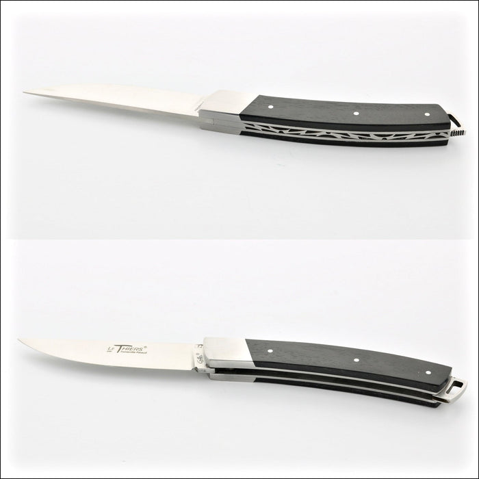Le Thiers® Nature 11 cm Pocket Knife Ebony, side view. Handcrafted details, 100% Made in France.