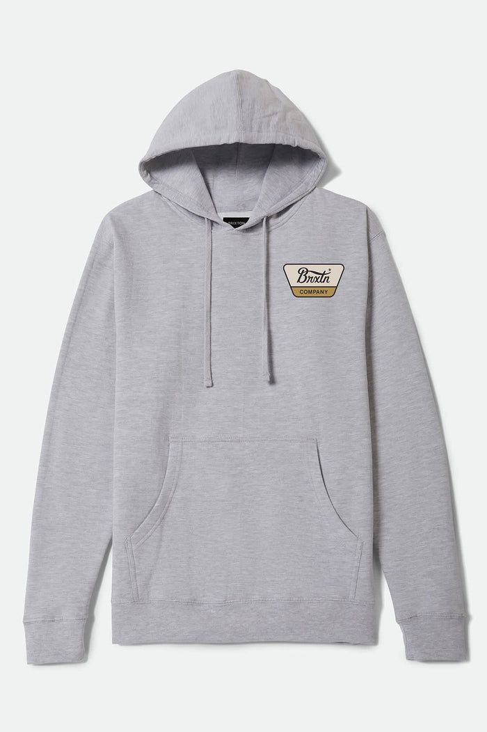 Men's Linwood Hood in the color Heather Grey/Whitecap/Dusted Ochre - Front Product Laydown Image