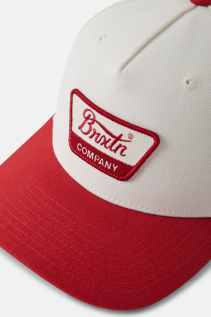 Unisex Linwood Netplus Snapback in the color Crimson/Off White - Additional Laydown image